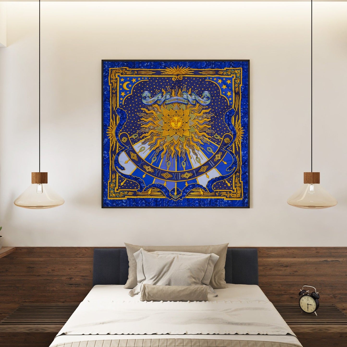 Square blue sun art print