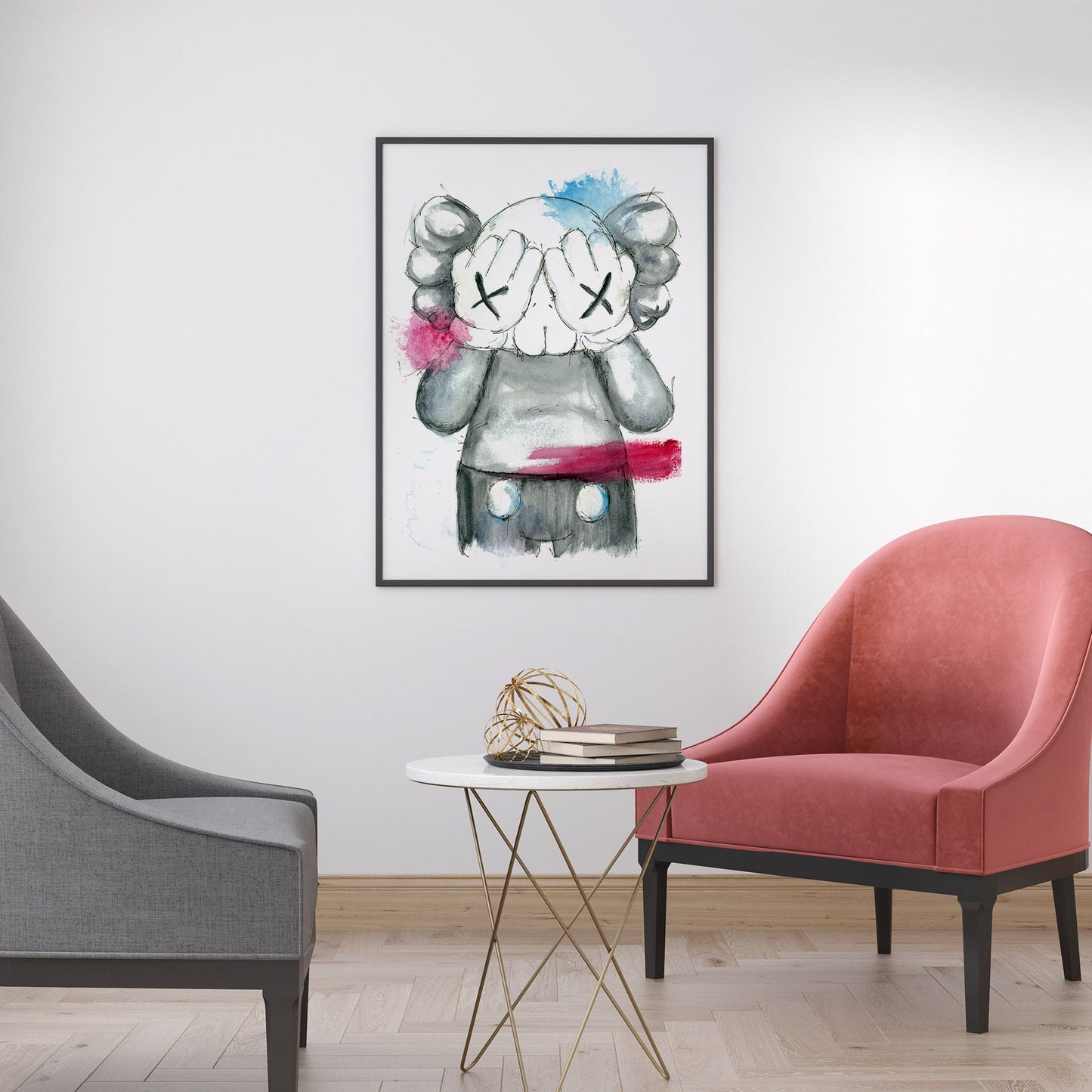 KAWS Companion watercolour print