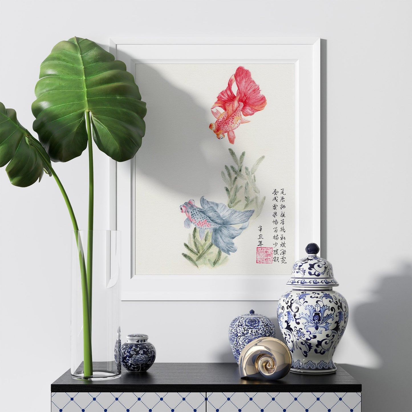 Oriental art fish print