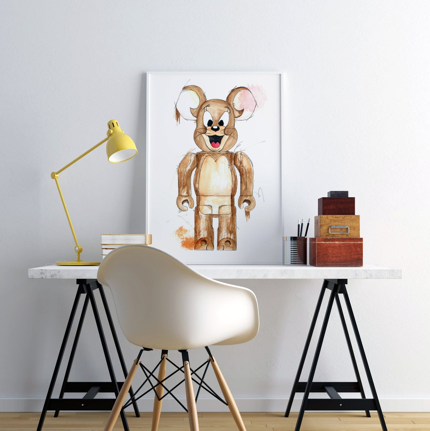 Watercolor art print featuring Jerry mouse from Tom & Jerry