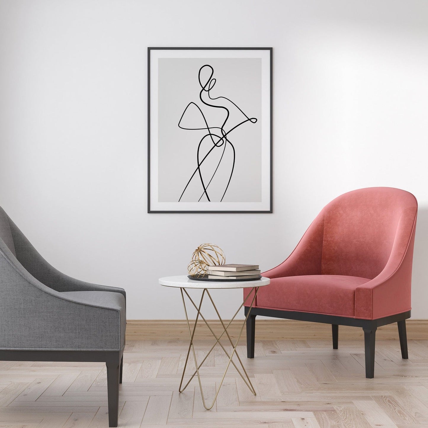 Nude woman line art illustration