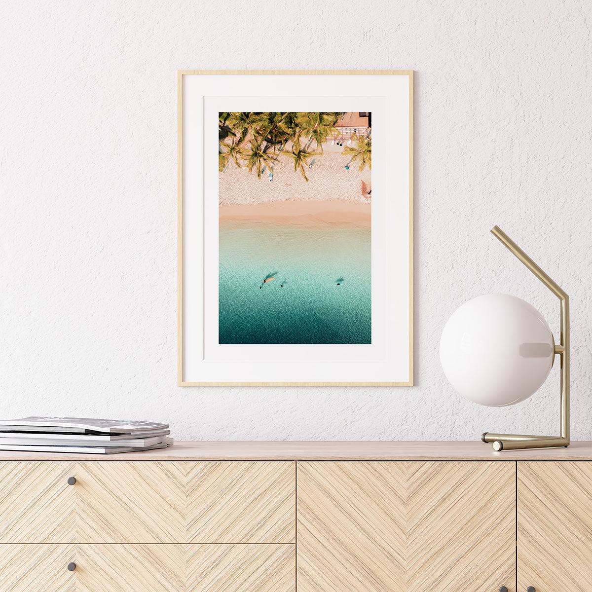 Coastal interior with beach photography print