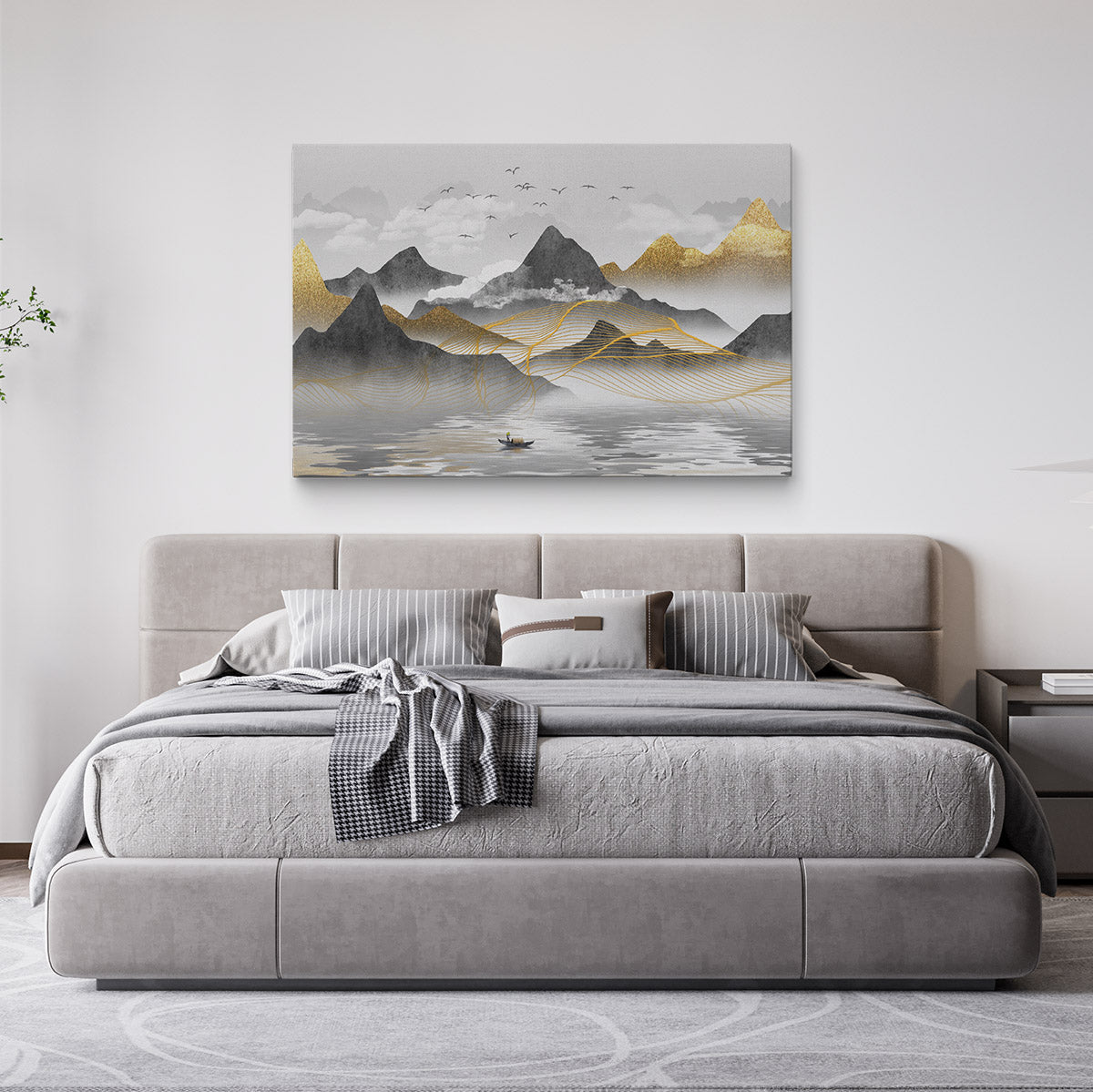 Bedroom decor with modern canvas artwork