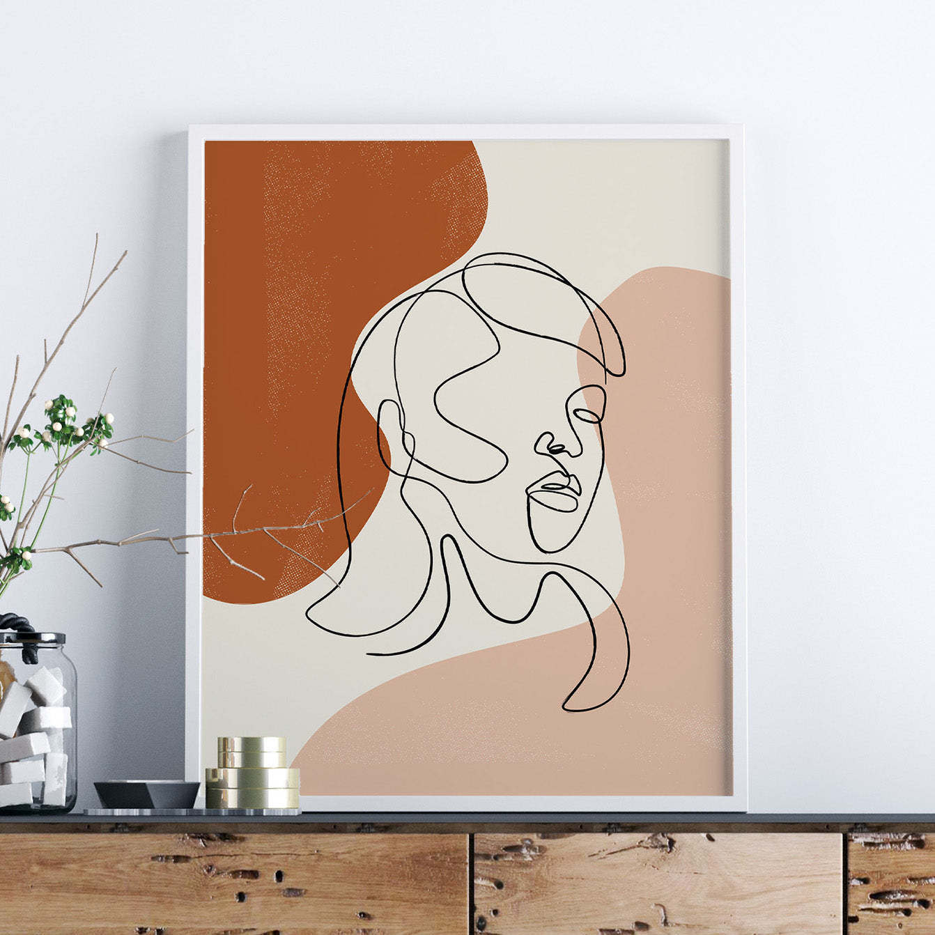Terracotta Boho Face Print