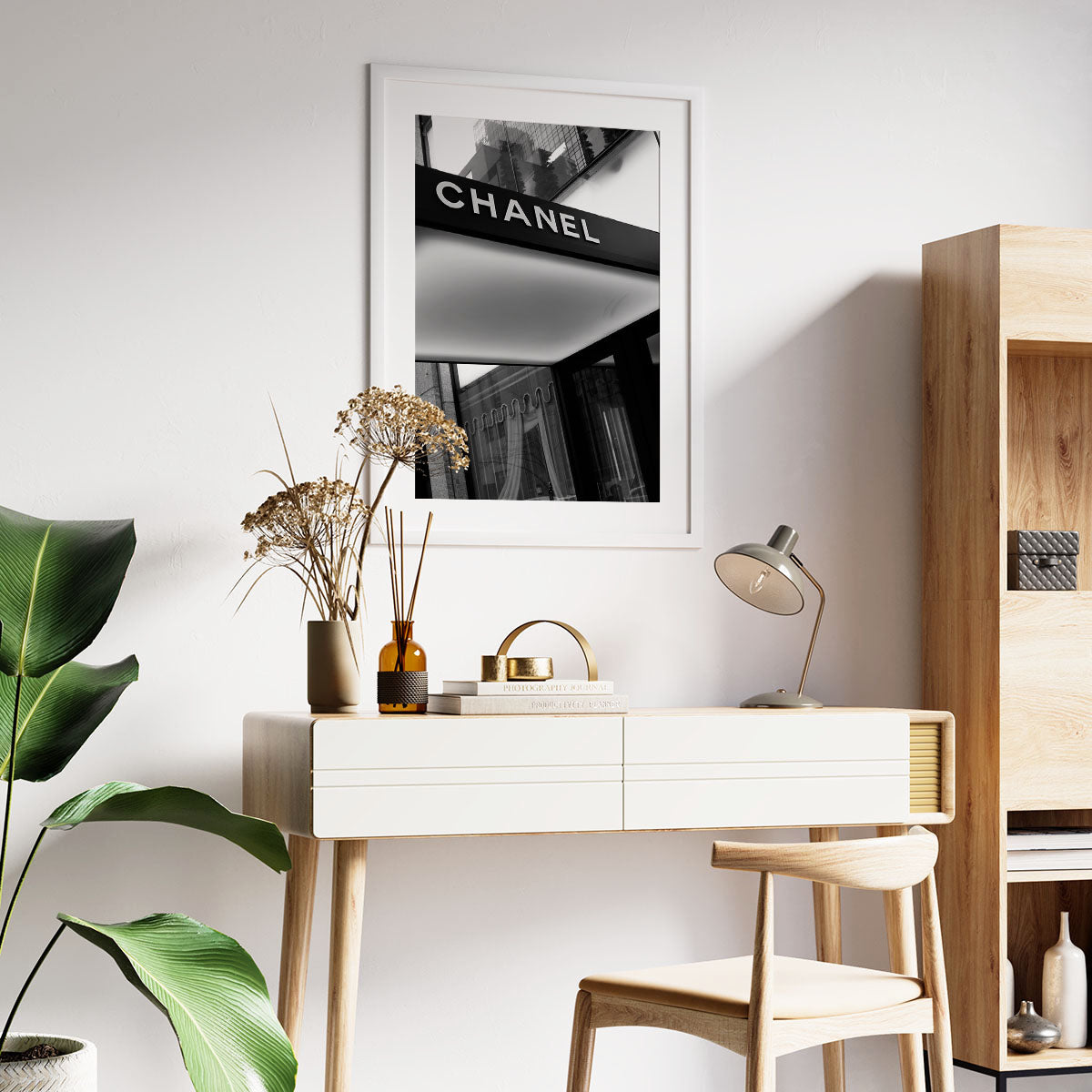 Chanel photography print in home office