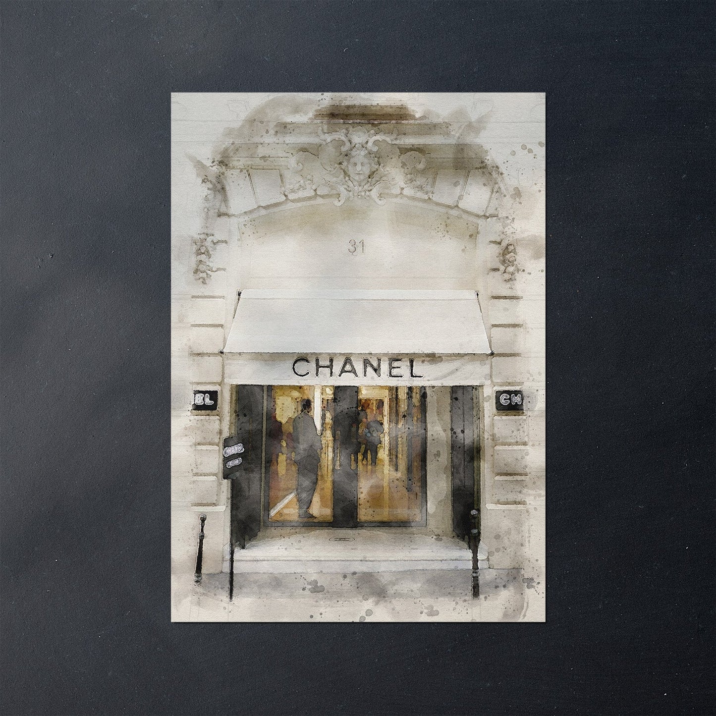 31 Rue Cambon Watercolor Print