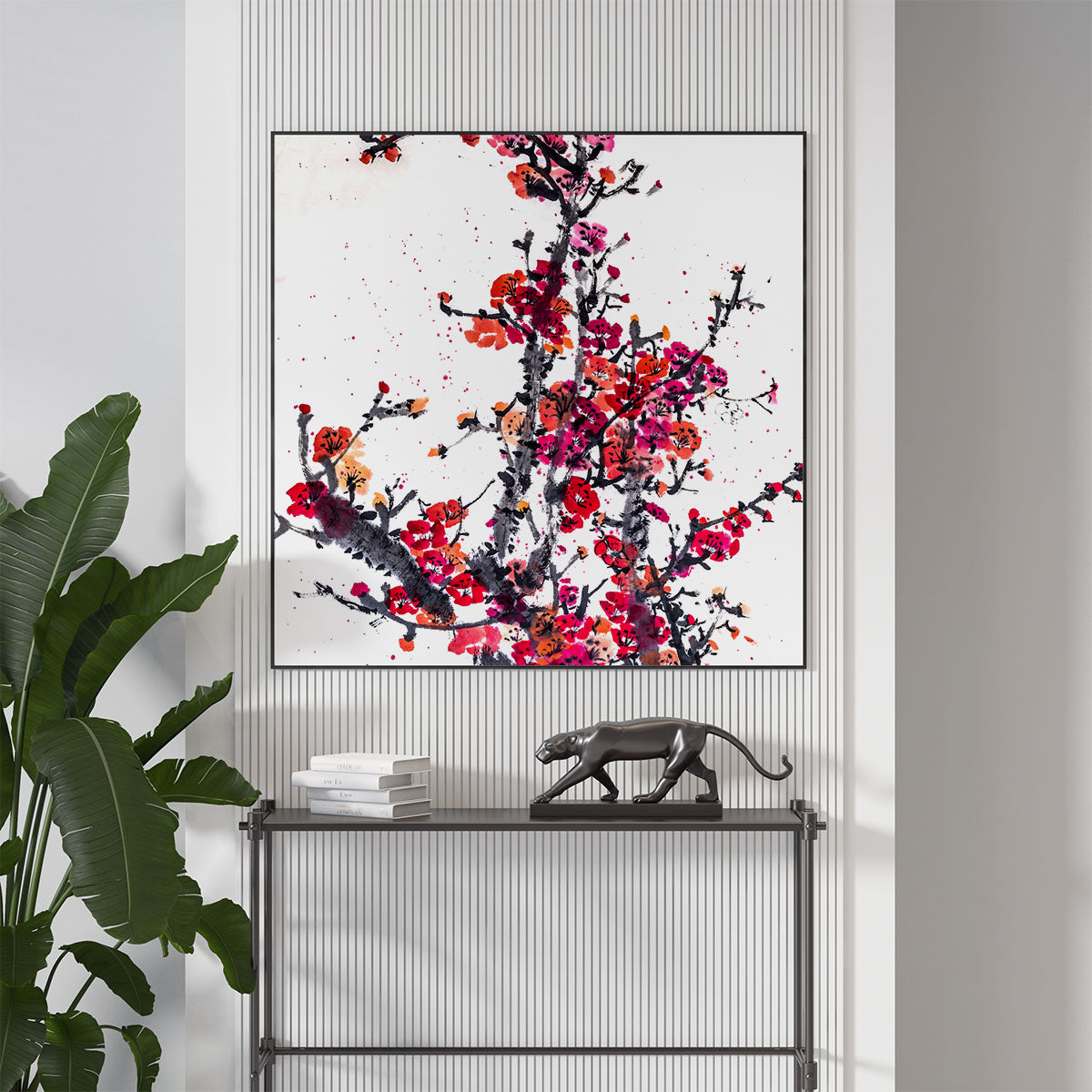 Modern interior with square Japanese artwork