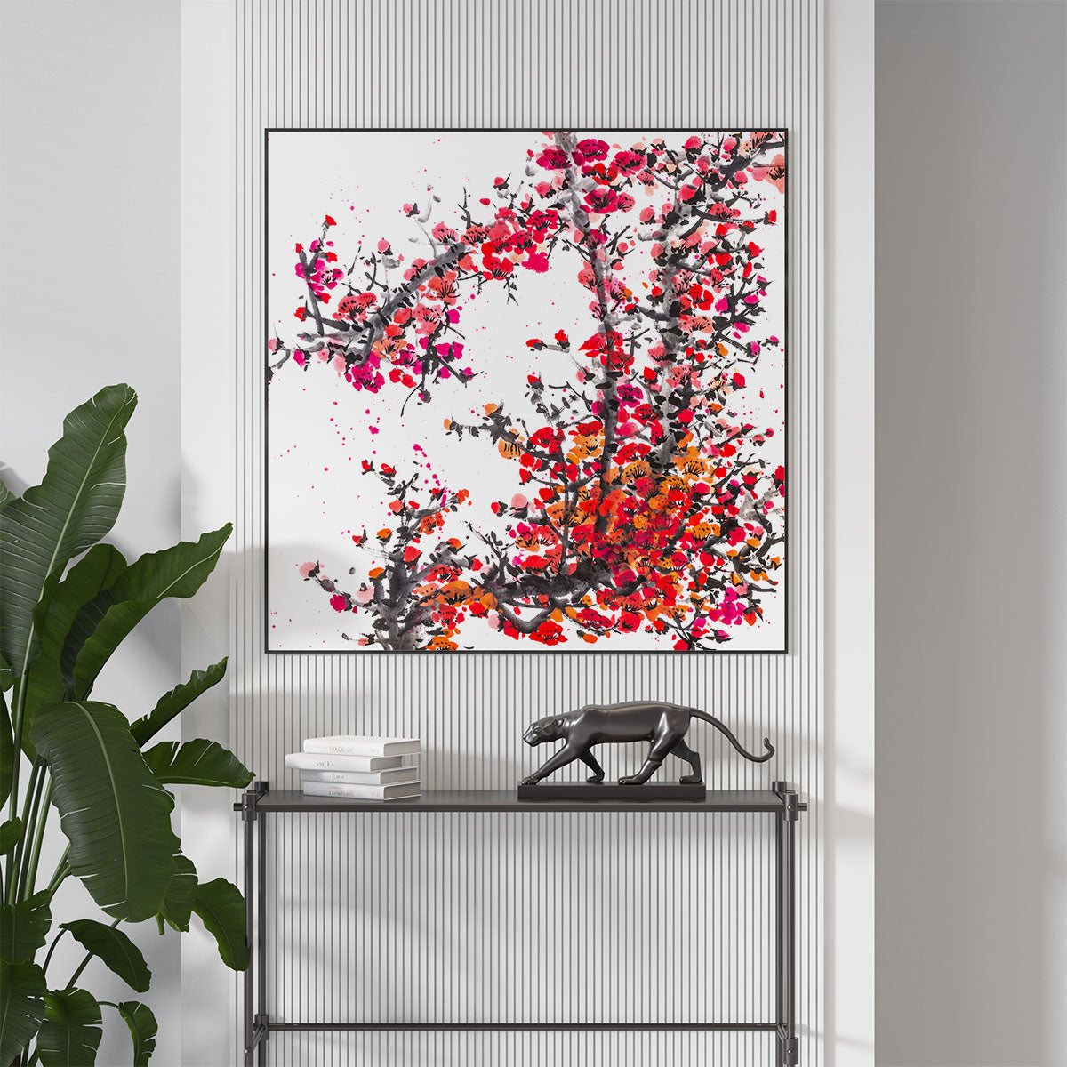 Modern interior with Asian artwork