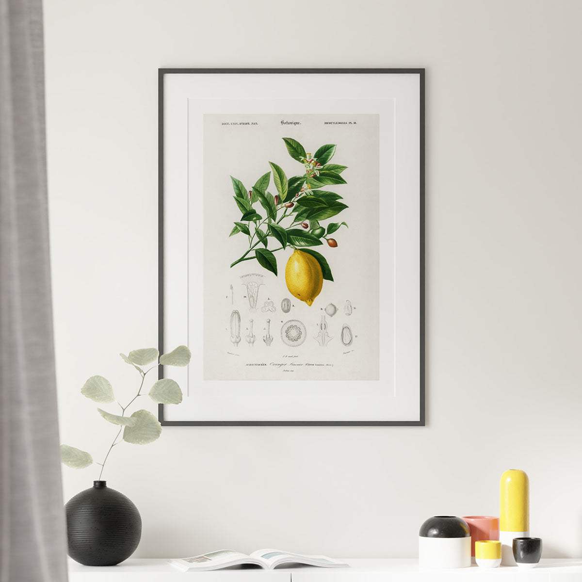 Dining room decor with artwork of a lemon