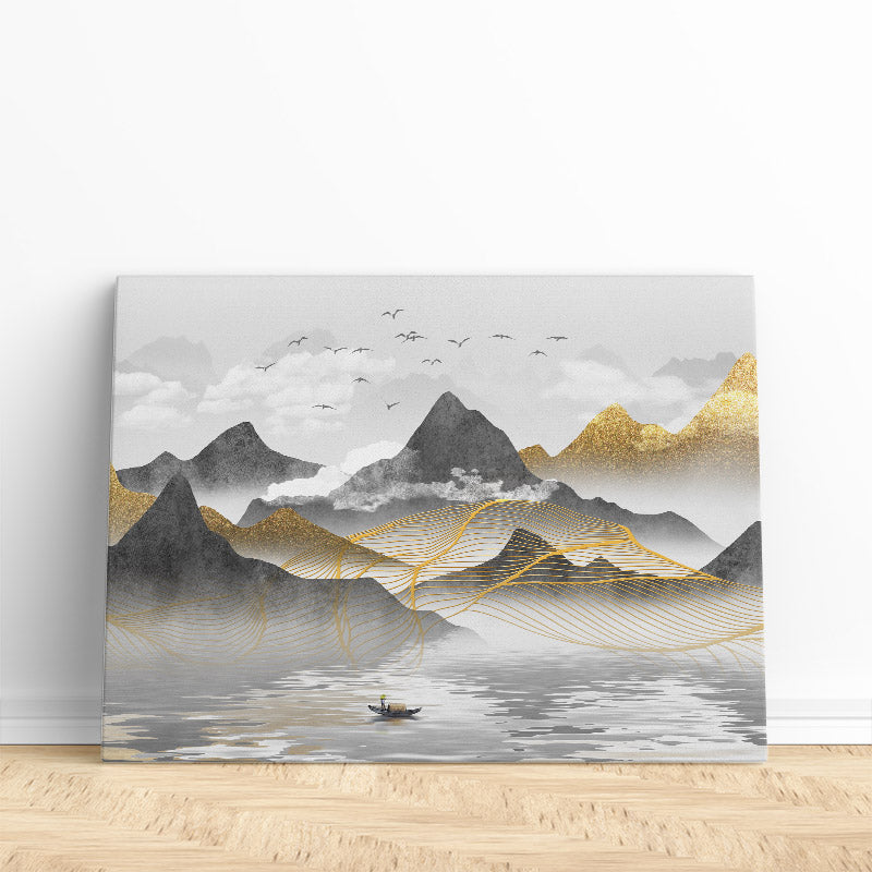 Asian watercolor artwork on canvas