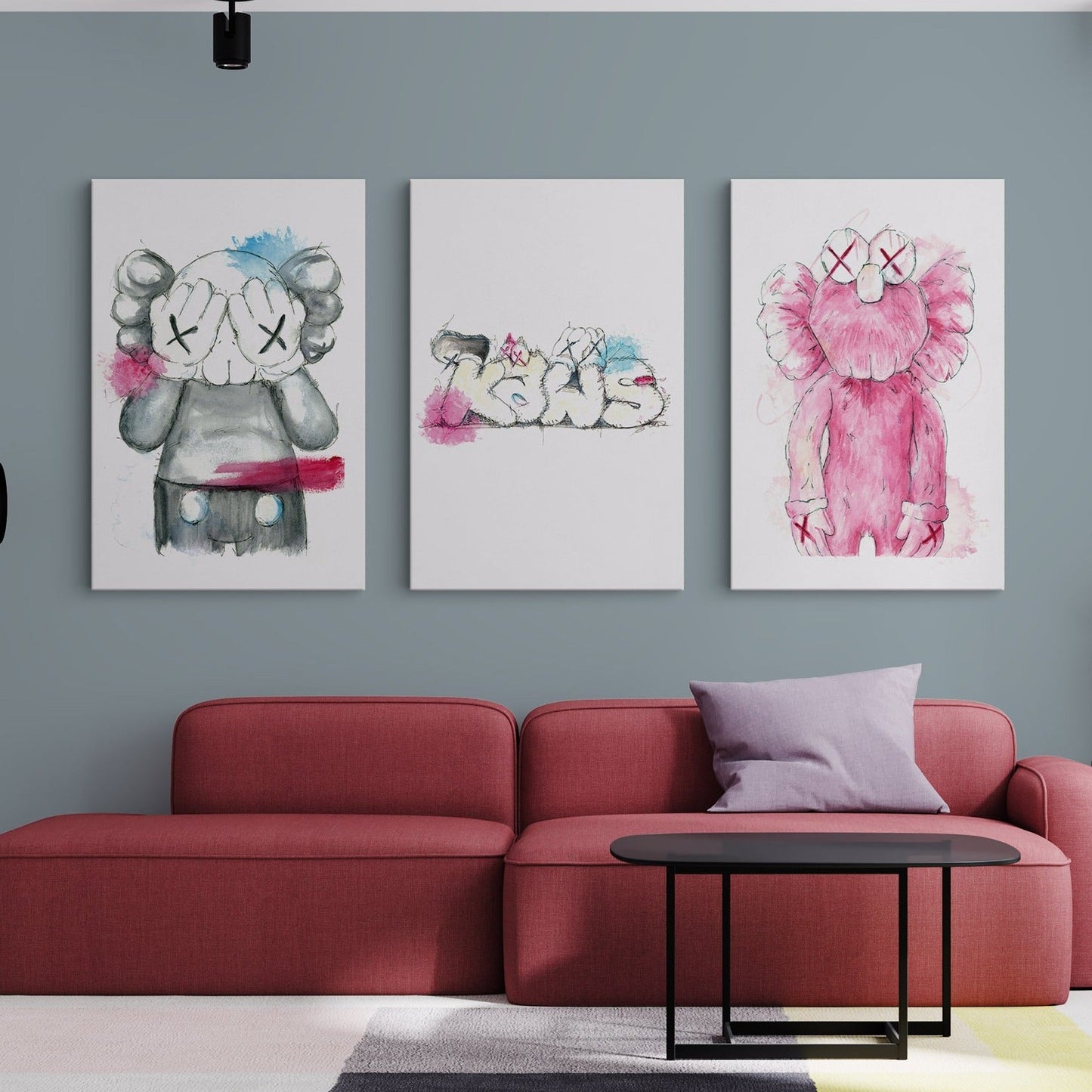 Set of 3 KAWS canvas prints