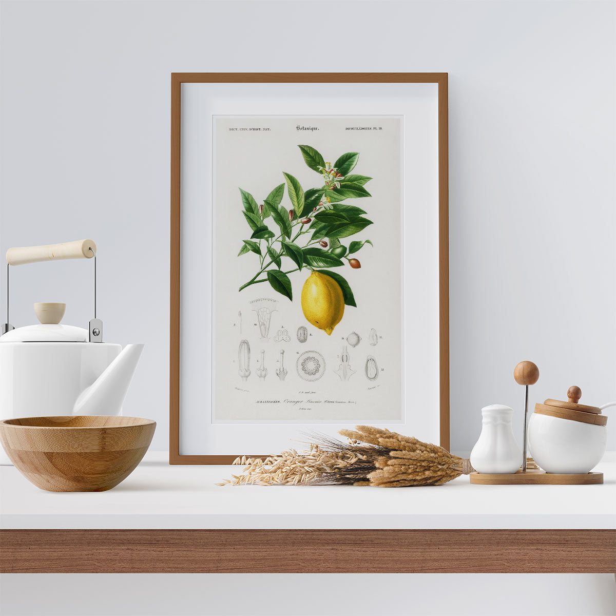 Kitchen decor with artwork featuring a lemon