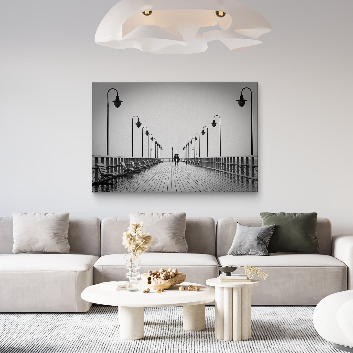 Walking in the rain canvas print in living room
