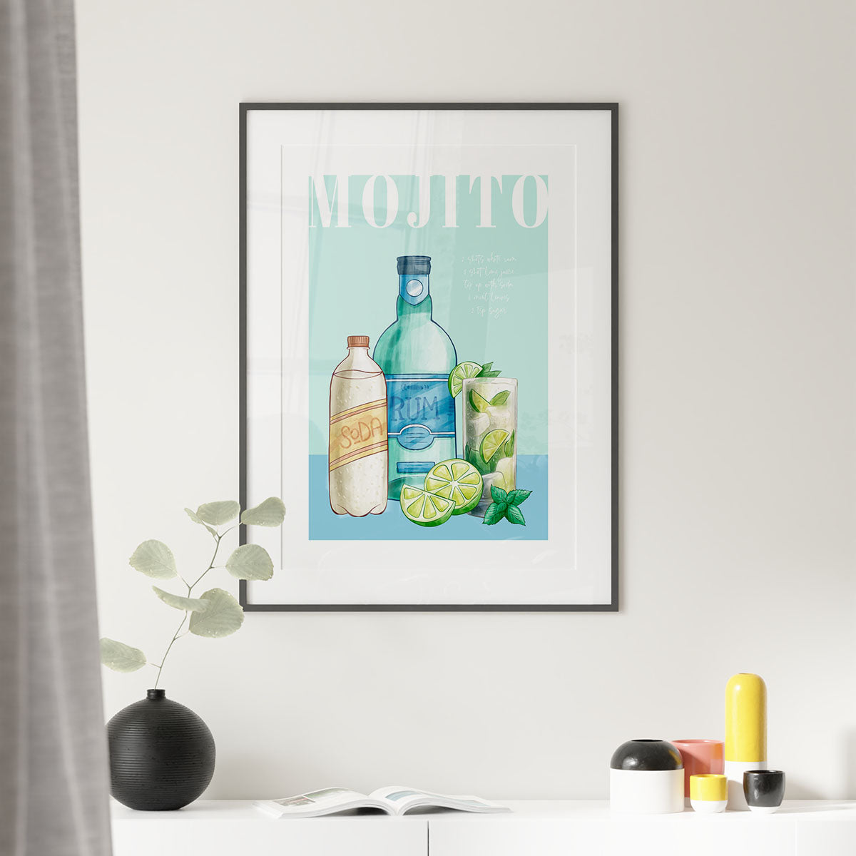 Mojito illustration print in blue and green