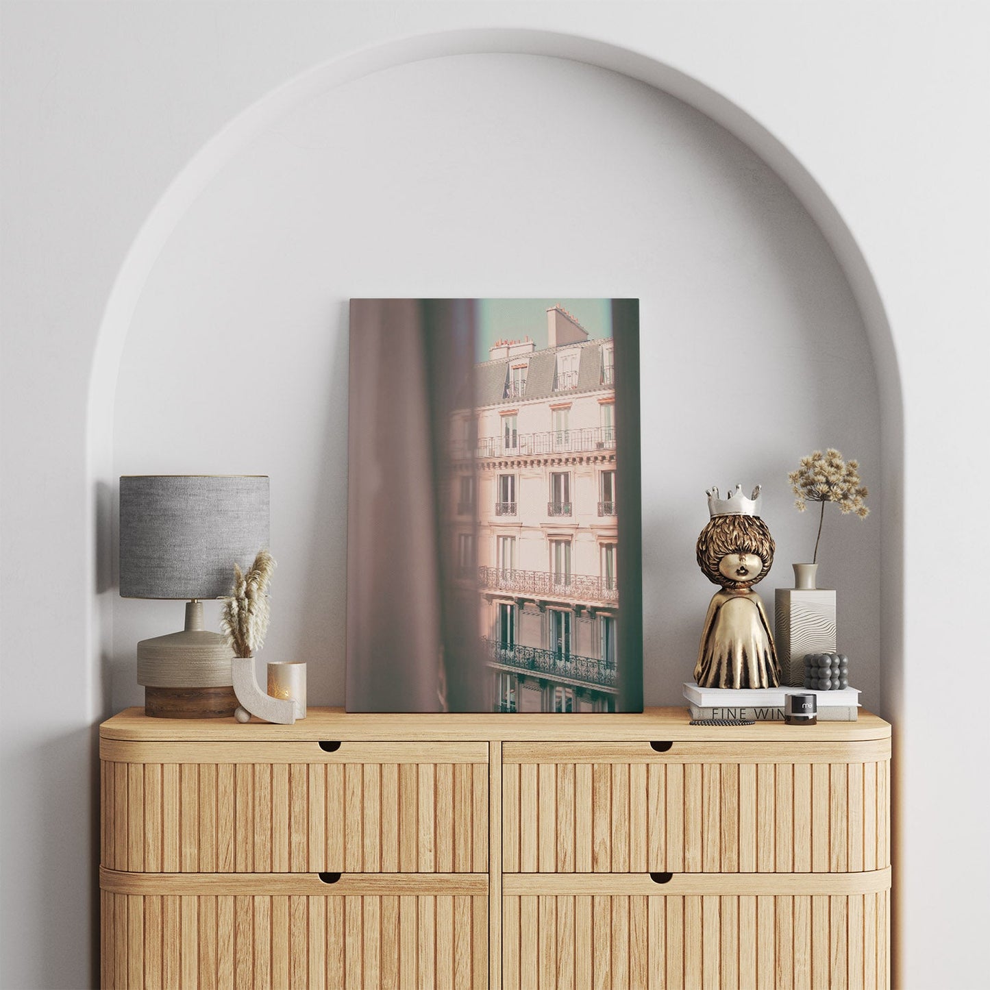 Modern interior decor with a photography print on canvas