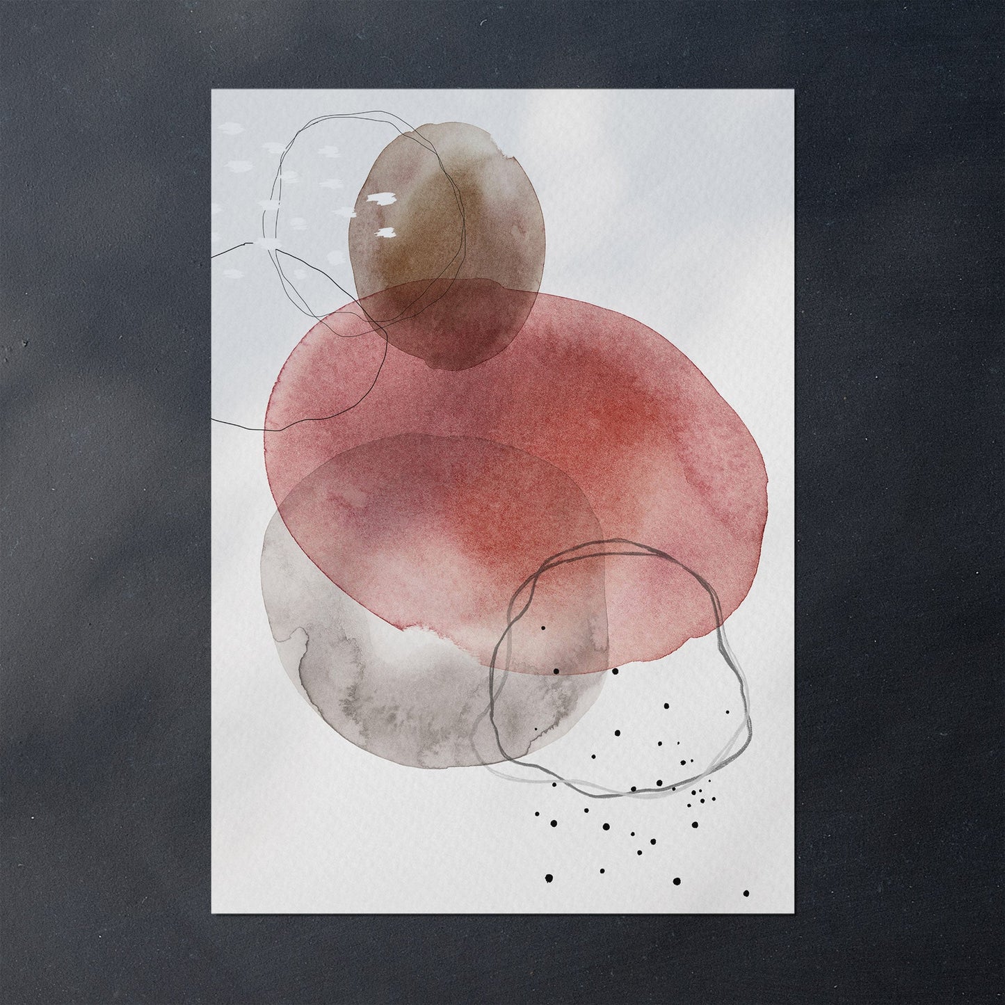 poster print with abstract shapes in watercolor