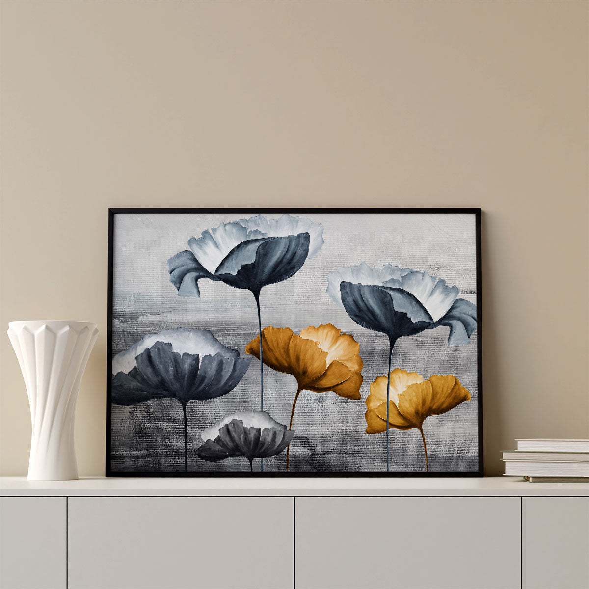 Golden Flowers Oil Painting Print
