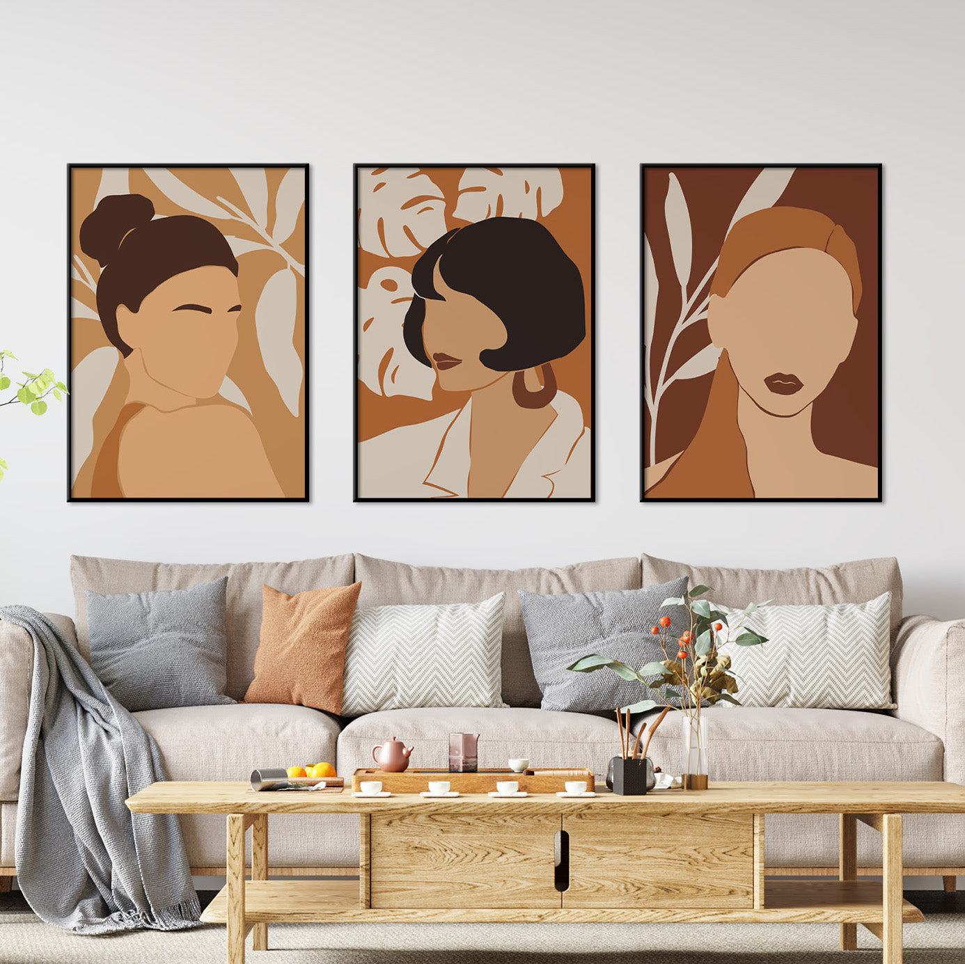 Set of 3 Boho Face Prints