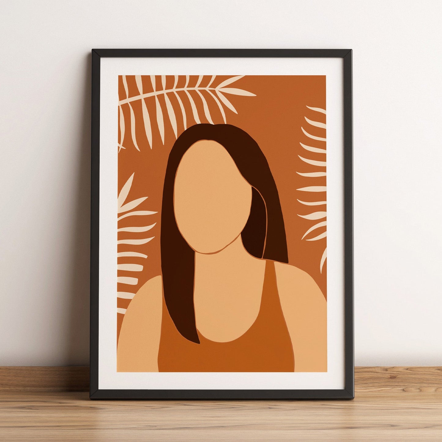 Boho woman art print in earth tones