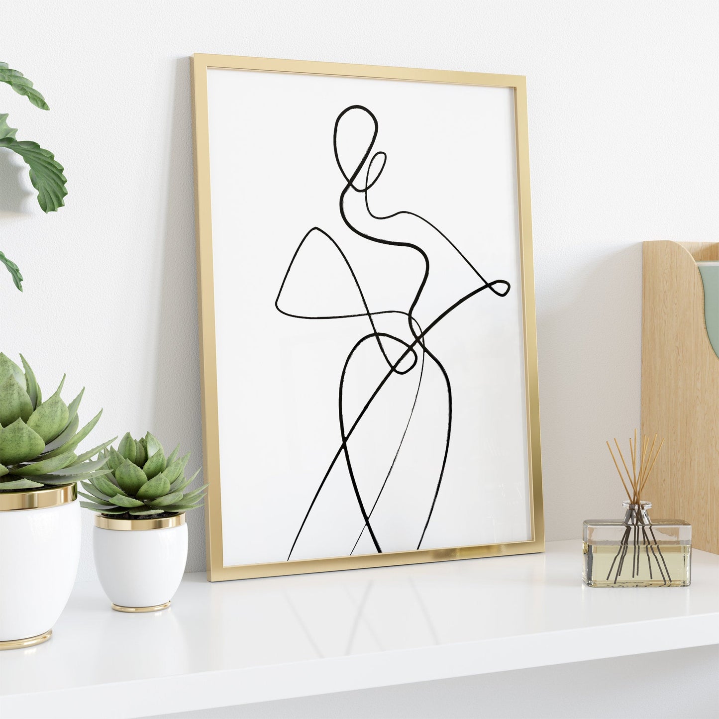 abstract line art poster with woman's outline