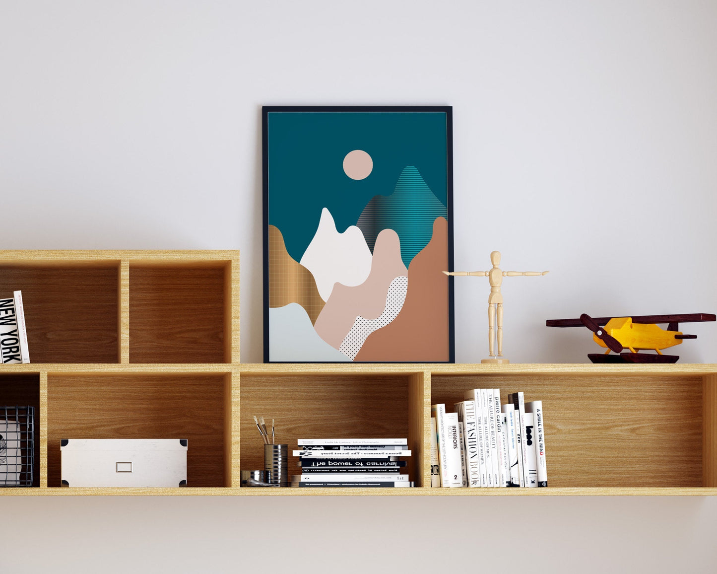 Mid Century Modern Gold & Teal Print