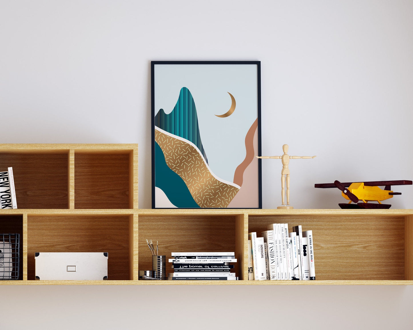 Mid Century Modern Gold Moon Print