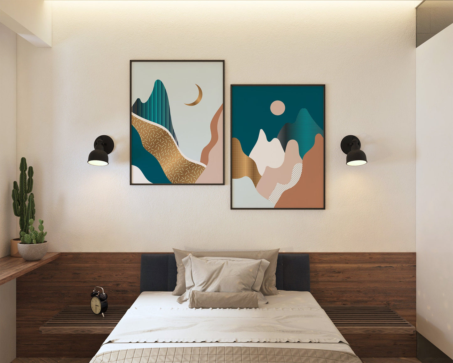 Mid Century Modern Gold Moon Print