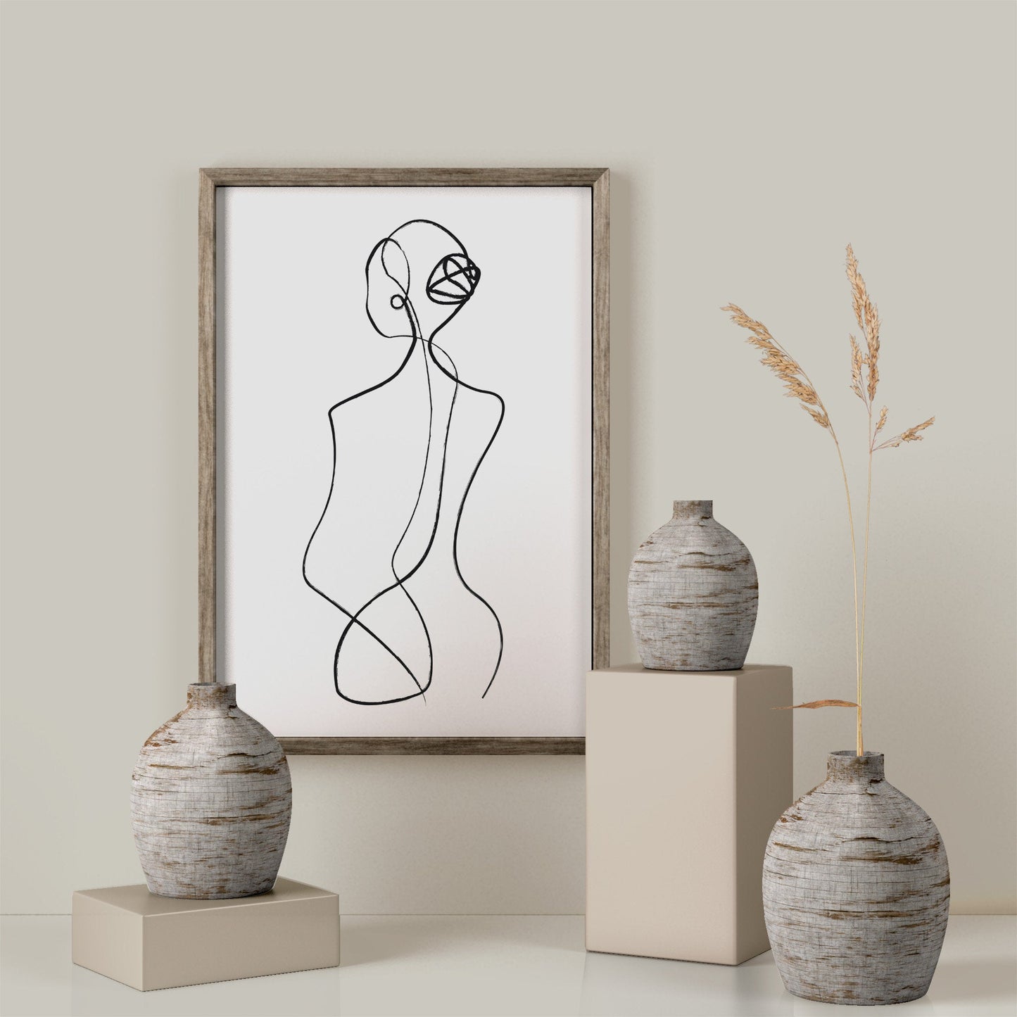Pearl Earring Single Line Print