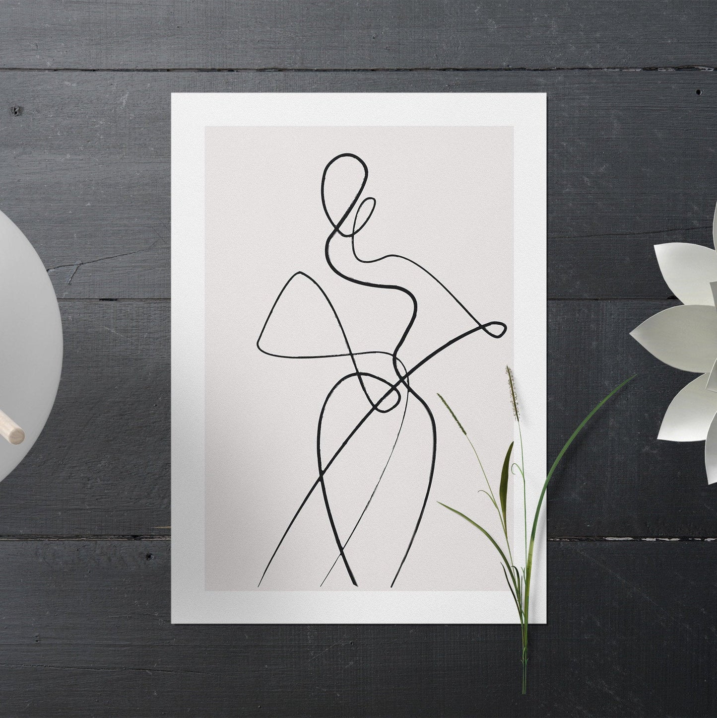 line art woman abstract print