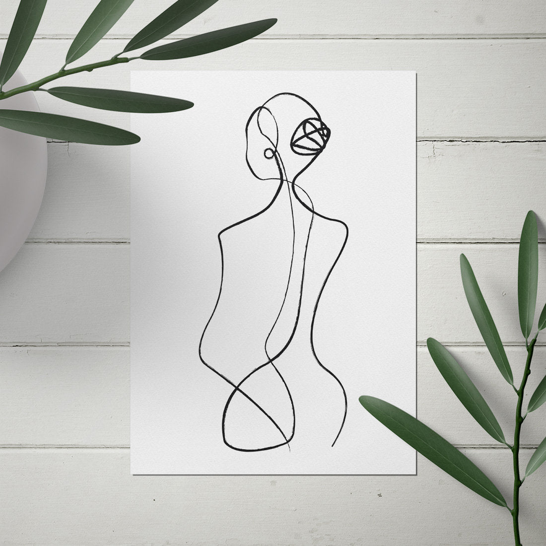 Pearl Earring Single Line Print