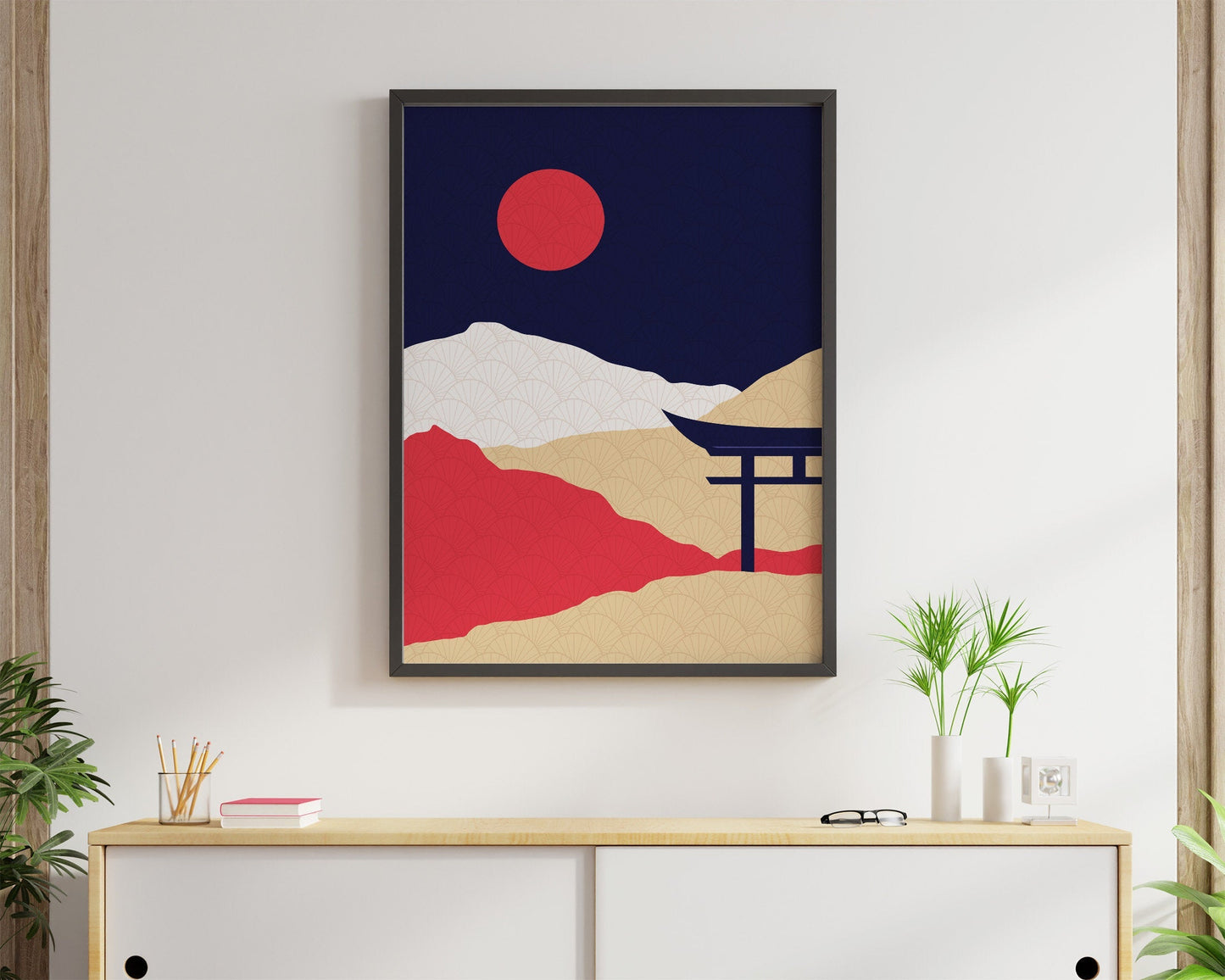Graphical poster featuring Japanese shapes