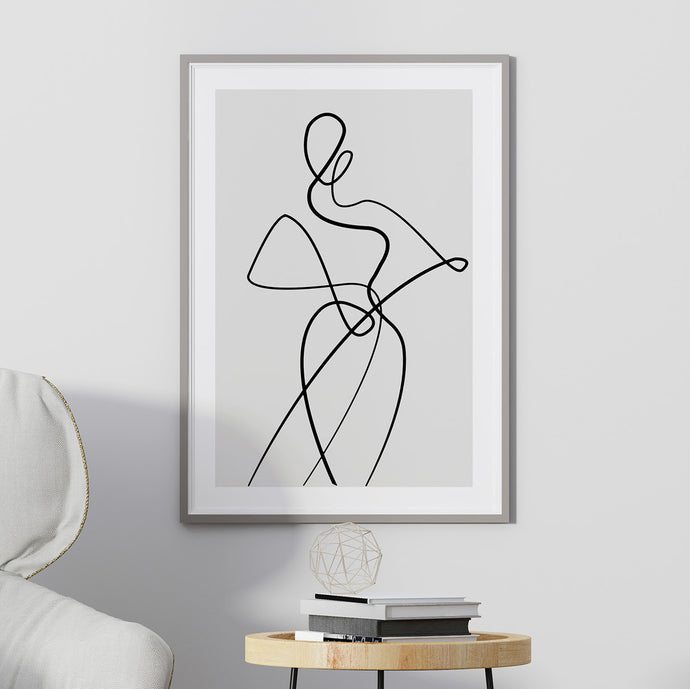 Woman in Antibes print featuring line art illustration