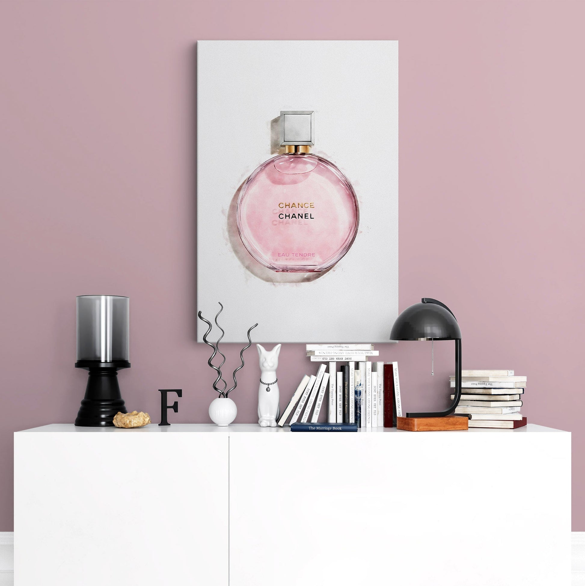 Pink decor with canvas wall art