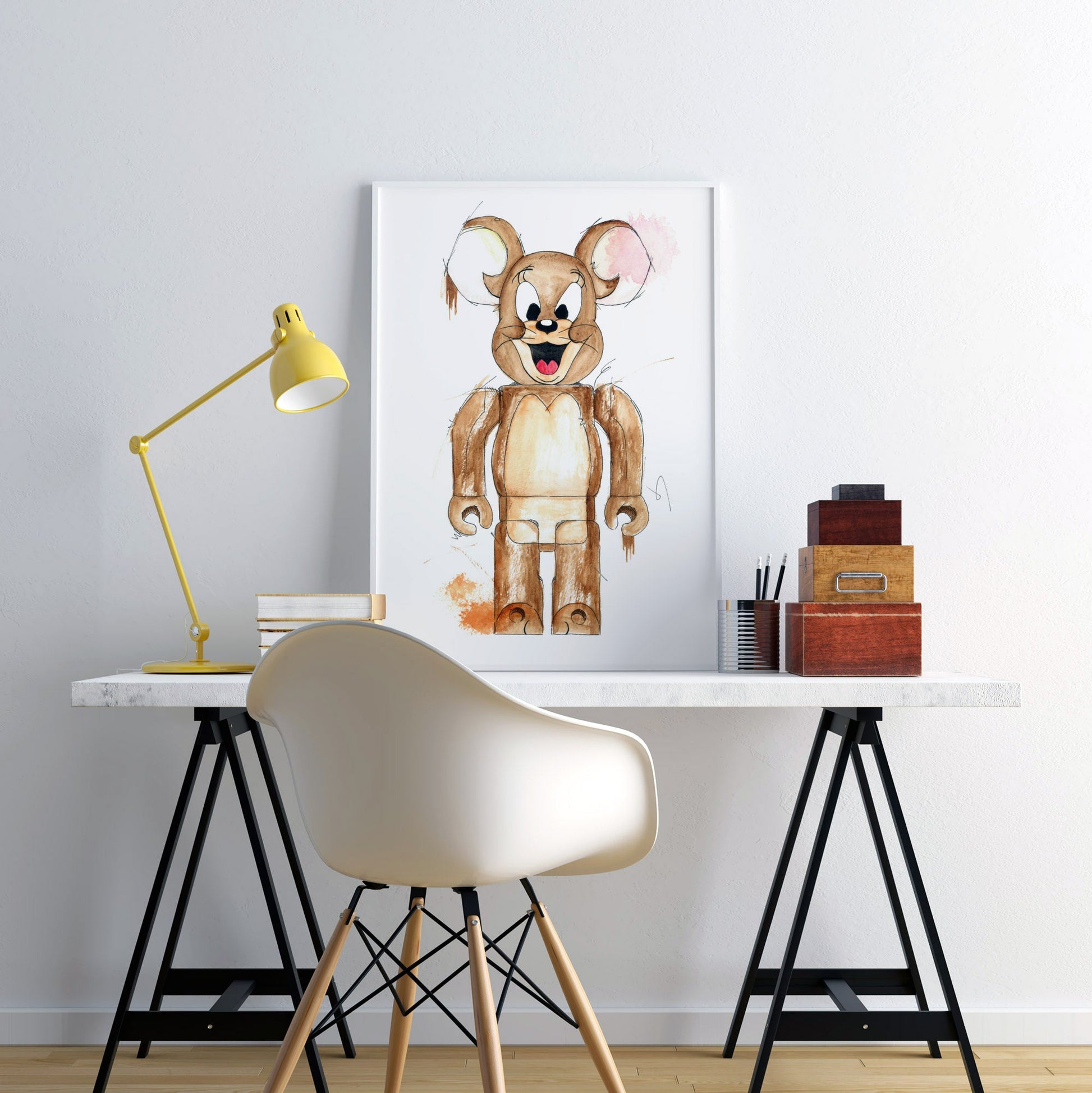 Watercolor art print featuring Jerry mouse from Tom & Jerry