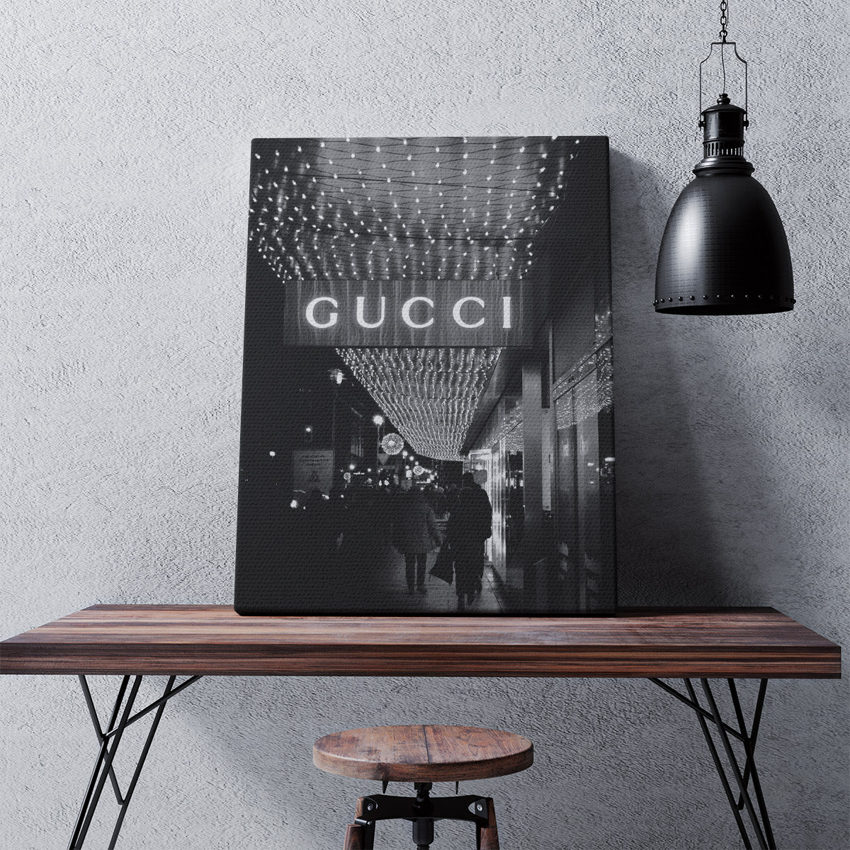 Fashion canvas print featuring a Gucci store