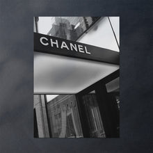 Load image into Gallery viewer, Black and white poster of a Chanel store

