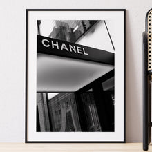 Load image into Gallery viewer, Black and white photography poster featuring Chanel store
