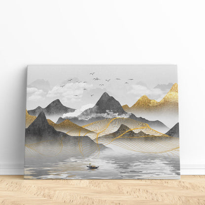 Asian watercolor artwork on canvas