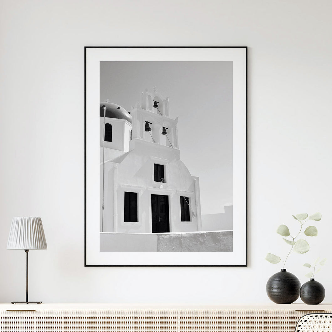 White church in Santorini poster