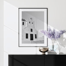 Load image into Gallery viewer, Black &amp; White Santorini Church Print

