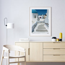 Load image into Gallery viewer, Modern beach house decor with Santorini photography print

