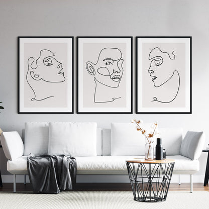 Set of 3 Line Face Prints