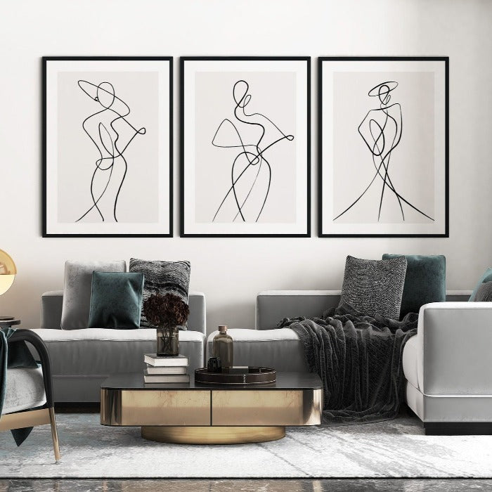 line art prints set of 3