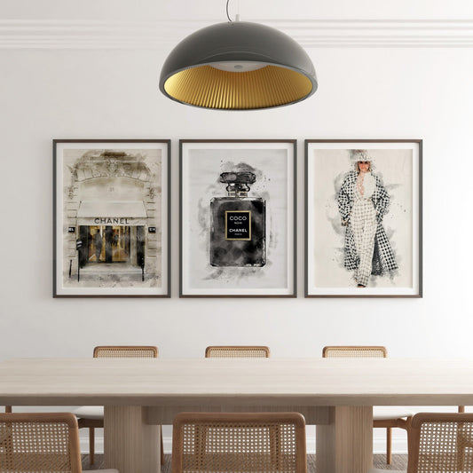 Set of 3 Coco Chanel watercolor prints