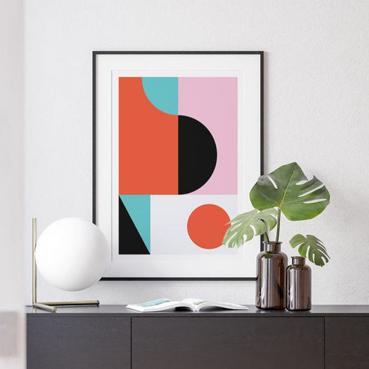 Retro mid century modern color block print