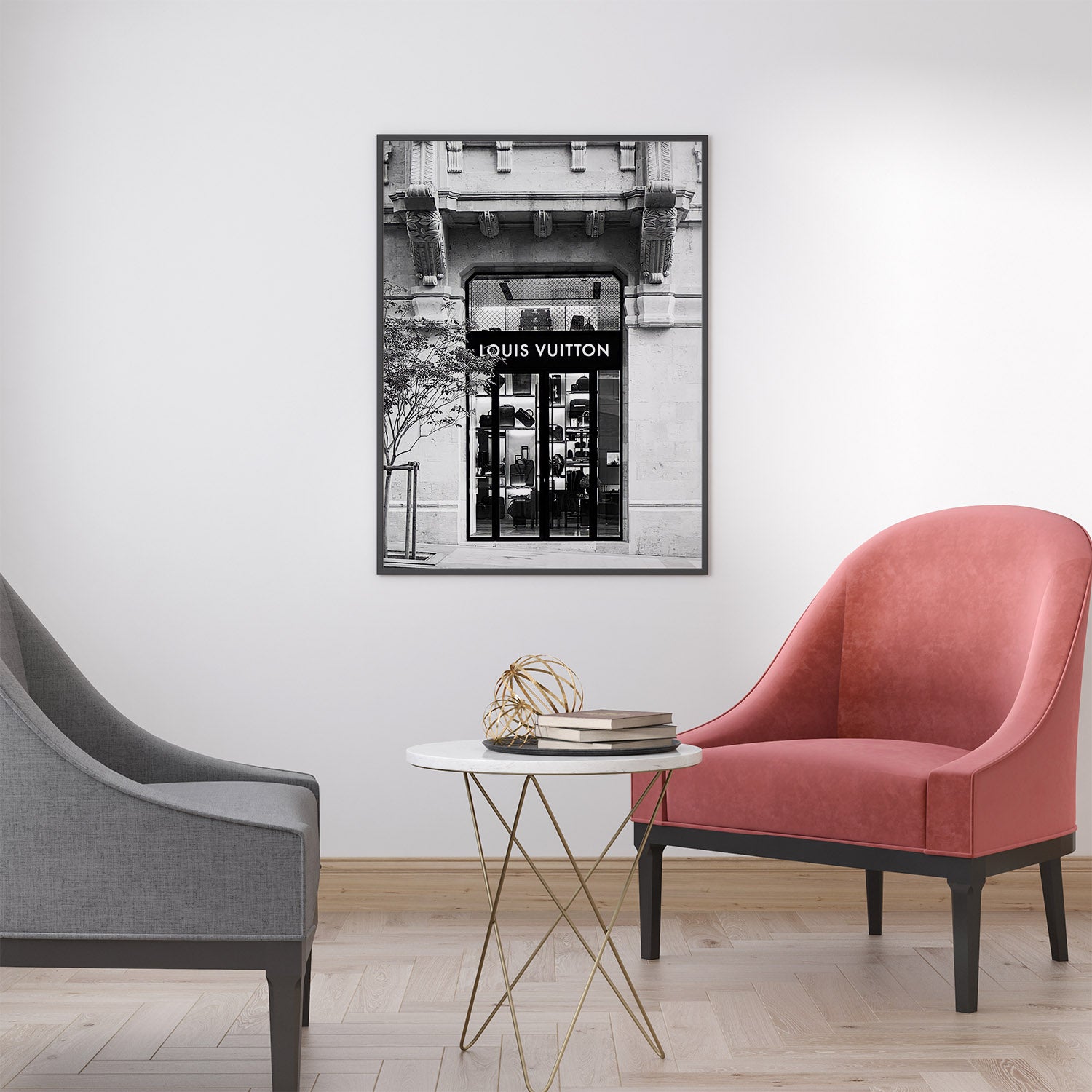 Louis Vuitton wall art in modern living room