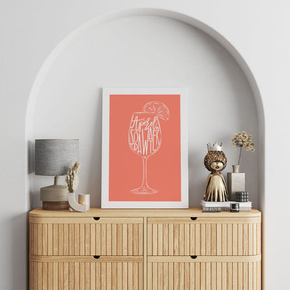 Bar cart decor with an Aperol Spritz canvas print
