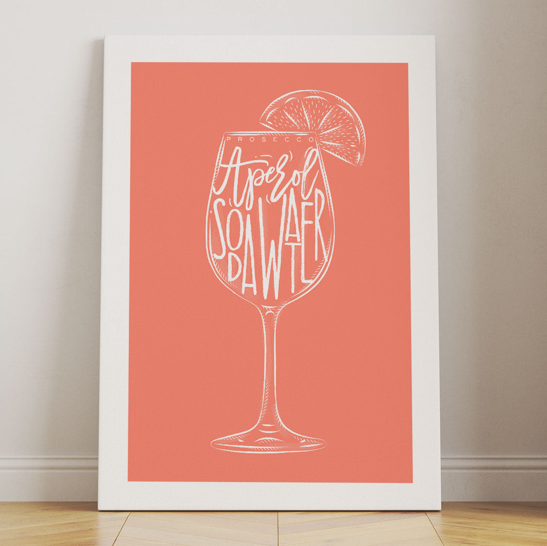 Stretched canvas wall art featuring an Aperol Spritz illustration