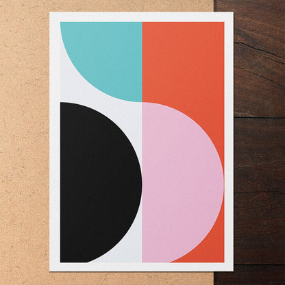 A retro art print of bright geometric circles