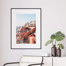Load image into Gallery viewer, Framed print of Santorini coast
